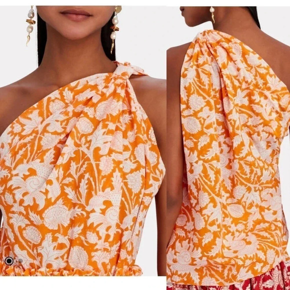 Charina Sarte orange botanica knotted one shoulder top size Small - Picture 1 of 9